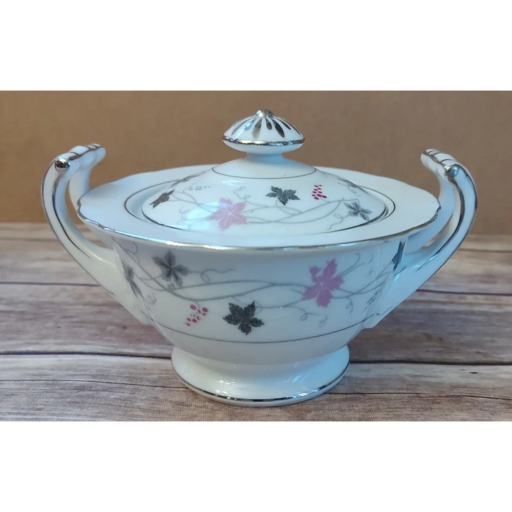 Crescent Fine China Twilight Pattern Creamer and Sugar Bowl S7
